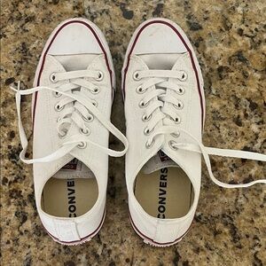 Converse White Sneakers with Red Accents